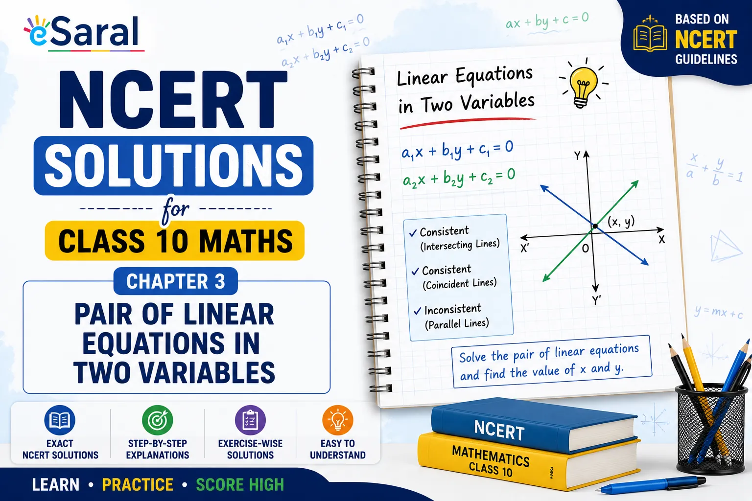 NCERT Solutions for Class 10 Maths chapter 3 - Pair of Linear Equations in Two Variables